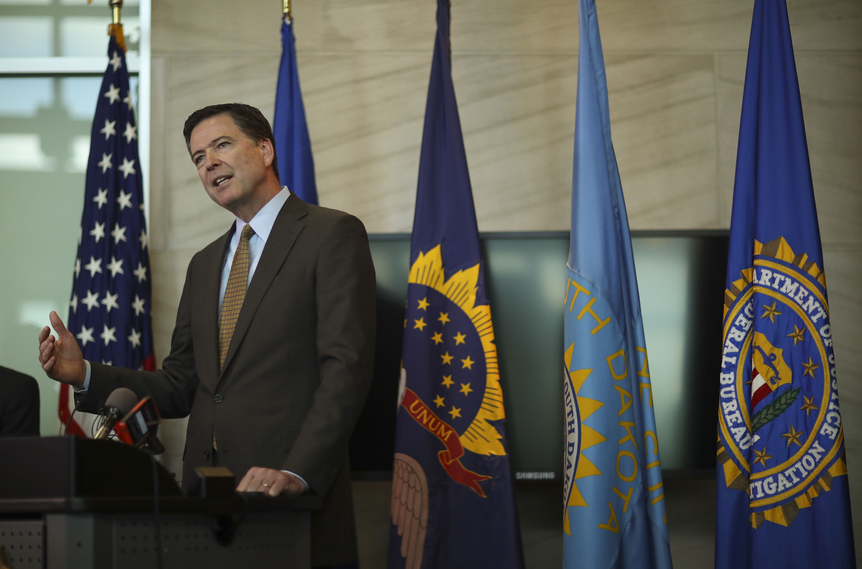 FBI Director James Comey speaks during a news conference Tuesday afternoon June 7, 2016, in Minneapolis, Minn., while in town as part of a two-day regional visit. (Jeff Wheeler/Star Tribune via AP)  MANDATORY CREDIT; ST. PAUL PIONEER PRESS OUT; MAGS OUT; TWIN CITIES LOCAL TELEVISION OUT (AP)