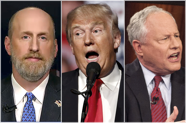 David French, Donald Trump, Bill Kristol (Fox News/Reuters/Kamil Krzaczynski/AP/Janet Van Ham)