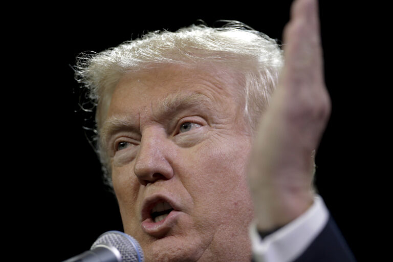 FILE - in this May 27, 2016 file photo, now-President Donald Trump speaks at a rally in Fresno, Calif.  (AP Photo/Chris Carlson, File) (AP)