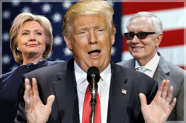 Hillary Clinton, Donald Trump, Harry Reid (AP/Reuters/Matt Rourke/Scott Audette/John Locher/Photo montage by Salon)