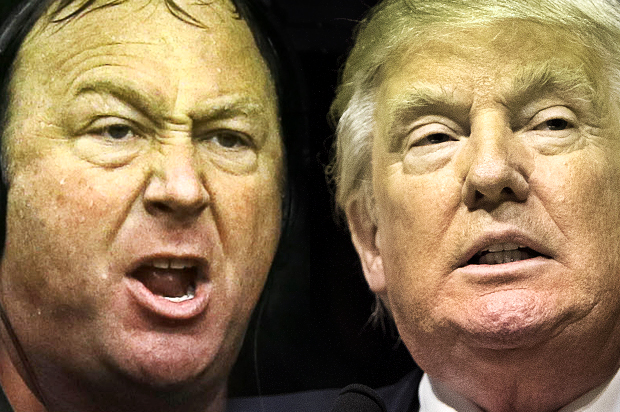 Alex Jones, Donald Trump (AP/Tony Gutierrez/Reuters/Scott Morgan/Photo montage by Salon)