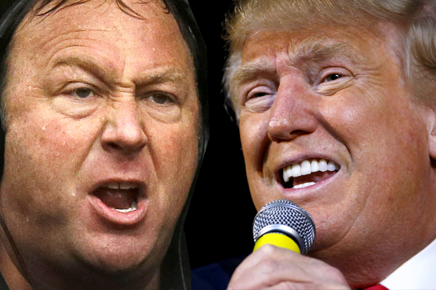 Alex Jones, Donald Trump (AP/Tony Gutierrez/Reuters/Jonathan Ernst/Photo montage by Salon)