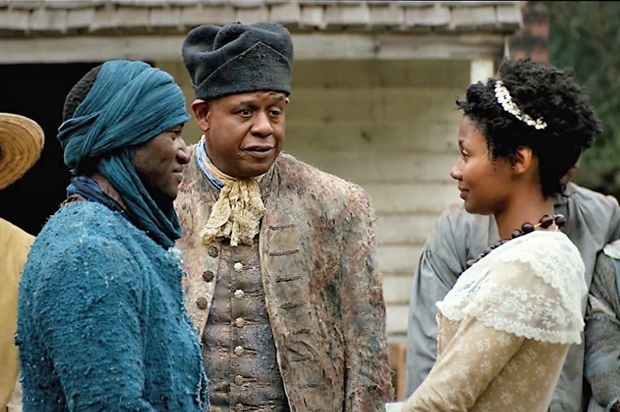 Malachi Kirby, Forest Whitaker and Emayatzy Corinealdi in "Roots" (The History Channel)