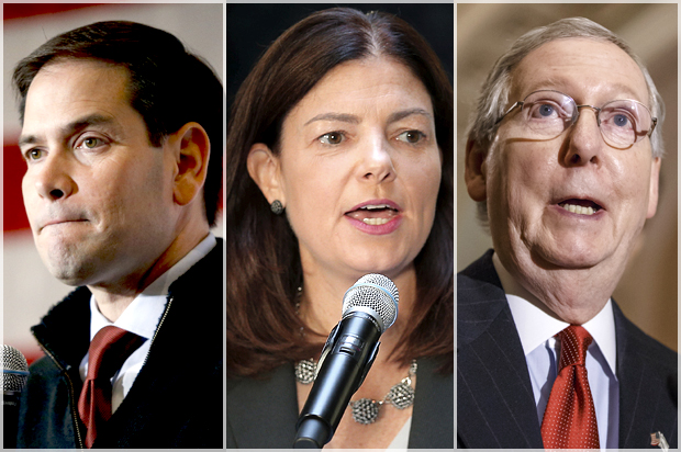 Marco Rubio, Kelly Ayotte, Mitch McConnell (AP/Reuters/John Locher/Brian Snyder/J. Scott Applewhite)