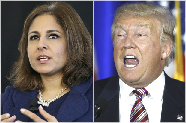 Neera Tanden, Donald Trump (AP/Mel Evans/Reuters/Carlo Allegri)