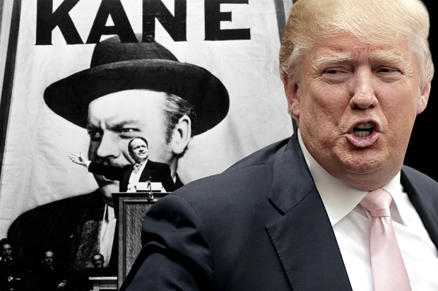 Orson Welles in "Citizen Kane;" Donald Trump (RKO/Reuters/Chris Keane/Photo montage by Salon)