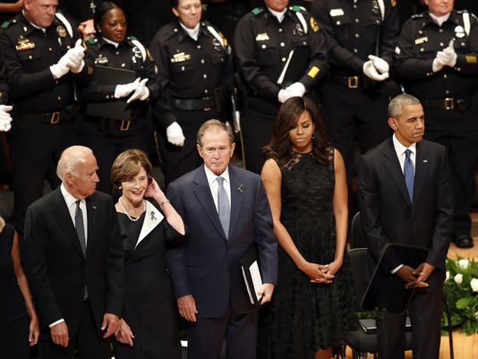 President Barack Obama attends a memorial service at the Morton H. Meyerson Symphony Center, July 12, 2016, in Dallas. (Eric Gay, AP)