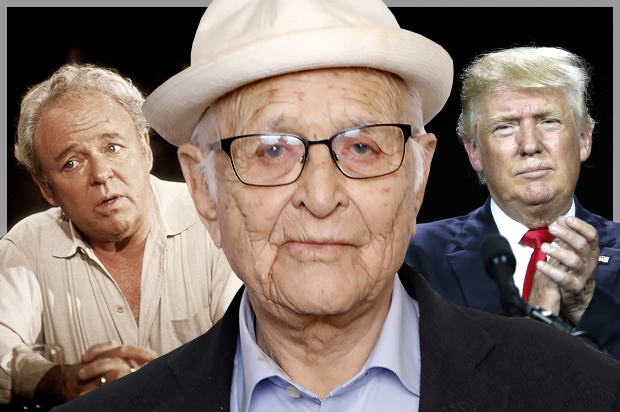 Archie Bunker; Norman Lear; Donald Trump (AP/CBS/Matt Sayles/David Zalubowski/Photo montage by Salon)