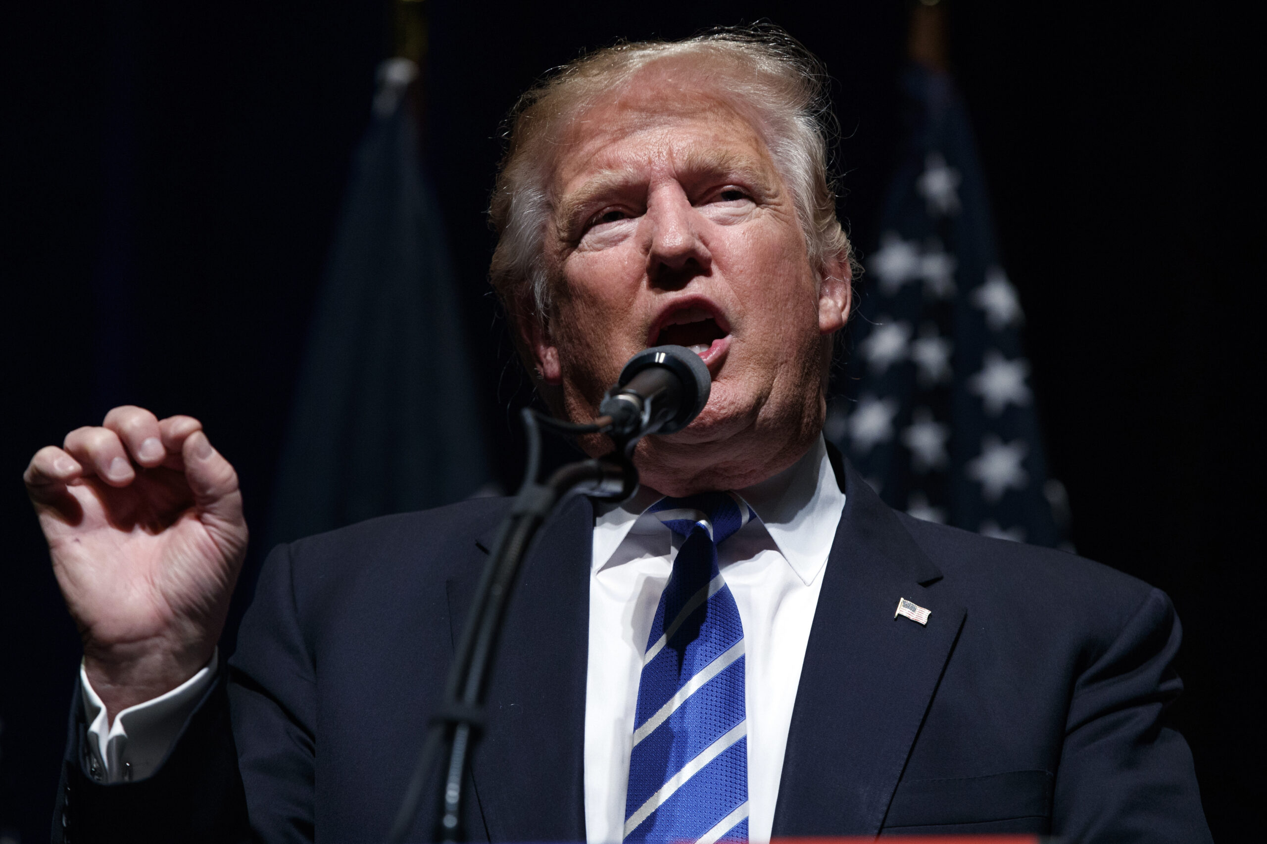 Republican presidential candidate Donald Trump speaks during a campaign rally Thursday, July 28, 2016, in Davenport, Iowa. (AP Photo/Evan Vucci) (AP)