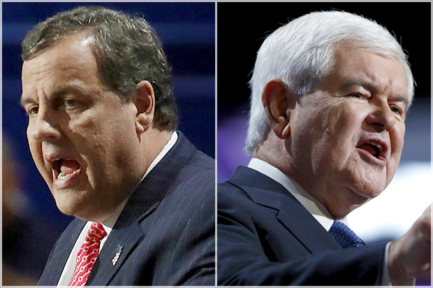 Chris Christie; Newt Gingrich (Reuters/Jim Young/Mark Kauzlarich)