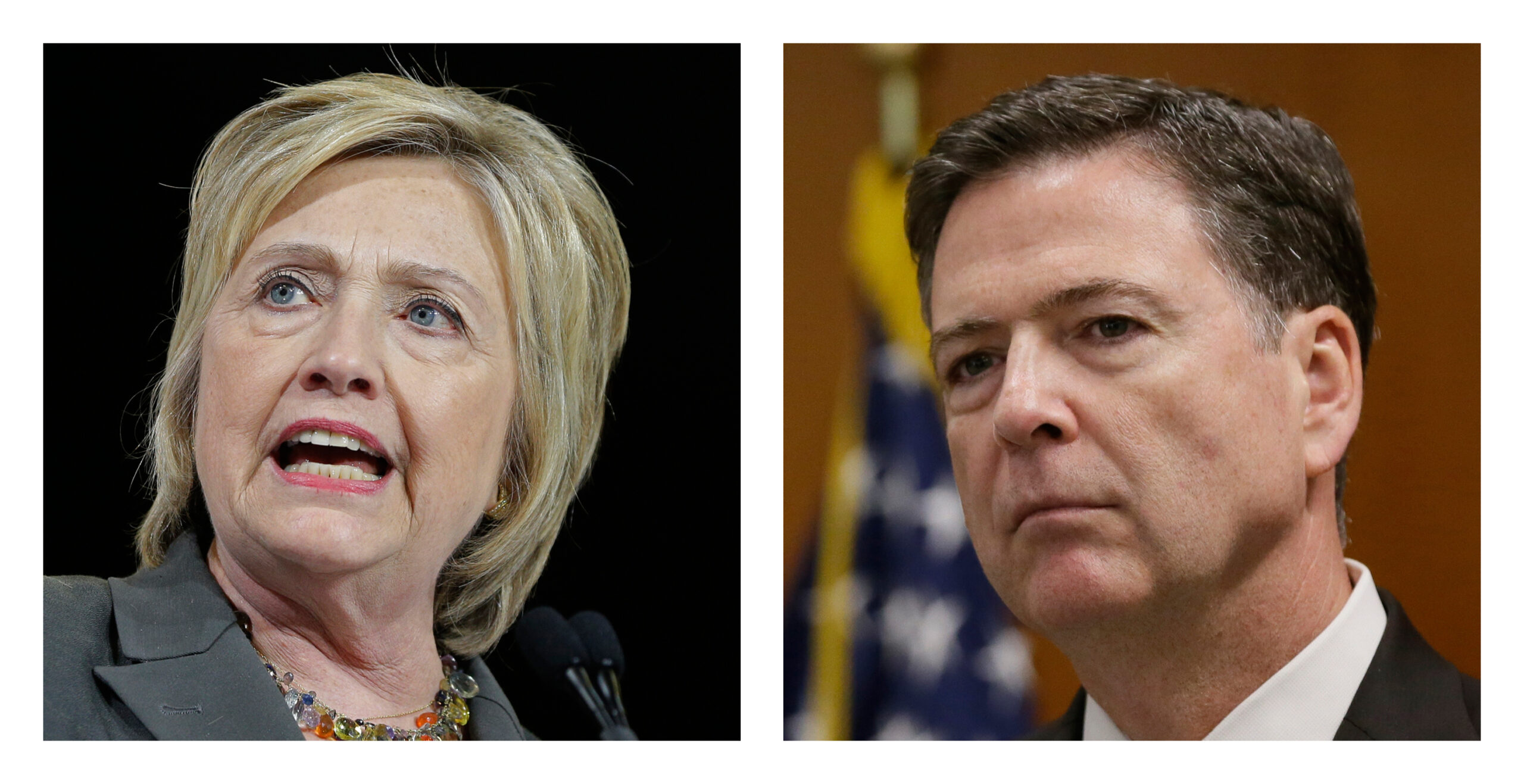 Democratic presidential candidate Hillary Clinton, left, and FBI Director James. Comey. (AP Photo/File)