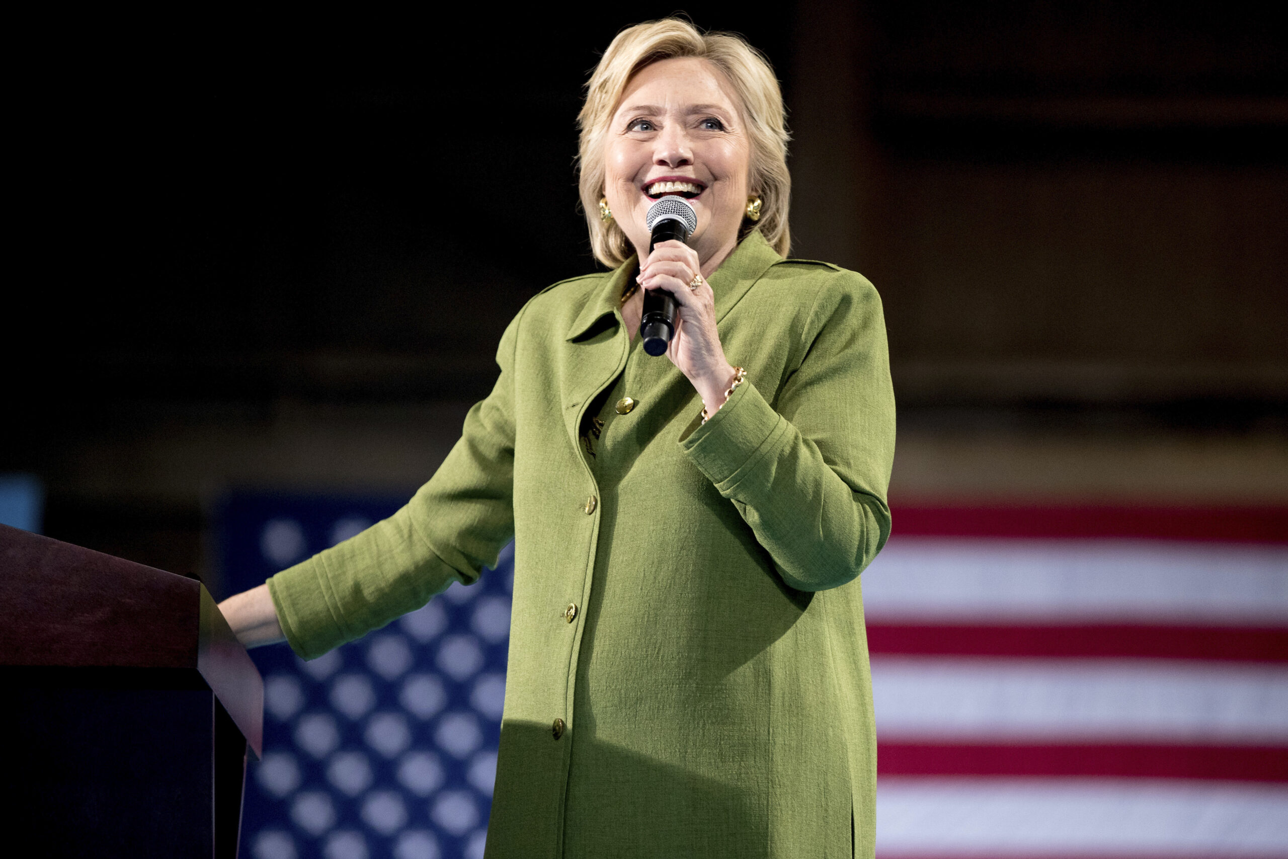 FILE - In this Friday, July 22, 2016 file photo, Democratic presidential candidate Hillary Clinton speaks at a rally in Entertainment Hall at the Florida State Fairgrounds in Tampa. President Obama is joining Clinton’s lineup of high-powered validators from the stage Wednesday night, July 27, 2016, to make the case for electing her in November. Bill Clinton offered a passionate testimonial to his wife on the Democratic convention’s second night. (AP Photo/Andrew Harnik, File) (AP)