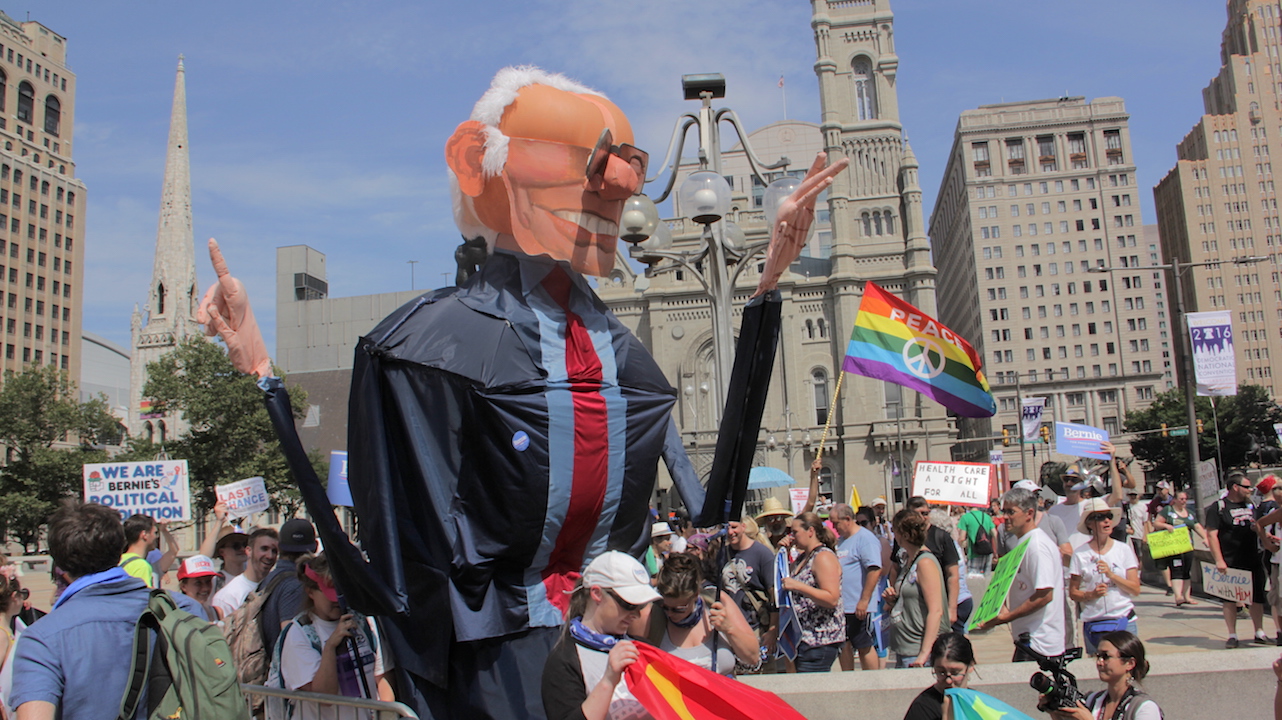 Bernie Sanders supporters at a protest at the 2016 Democratic National Convention in Philadelphia on Sunday, July 24 (Salon/Ben Norton)