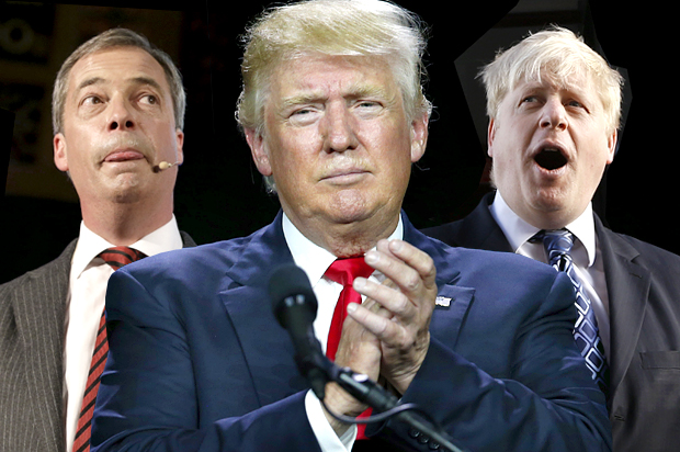 Nigel Farage, Donald Trump, Boris Johnson (AP/Kirsty Wigglesworth/David Zalubowski/Photo montage by Salon)
