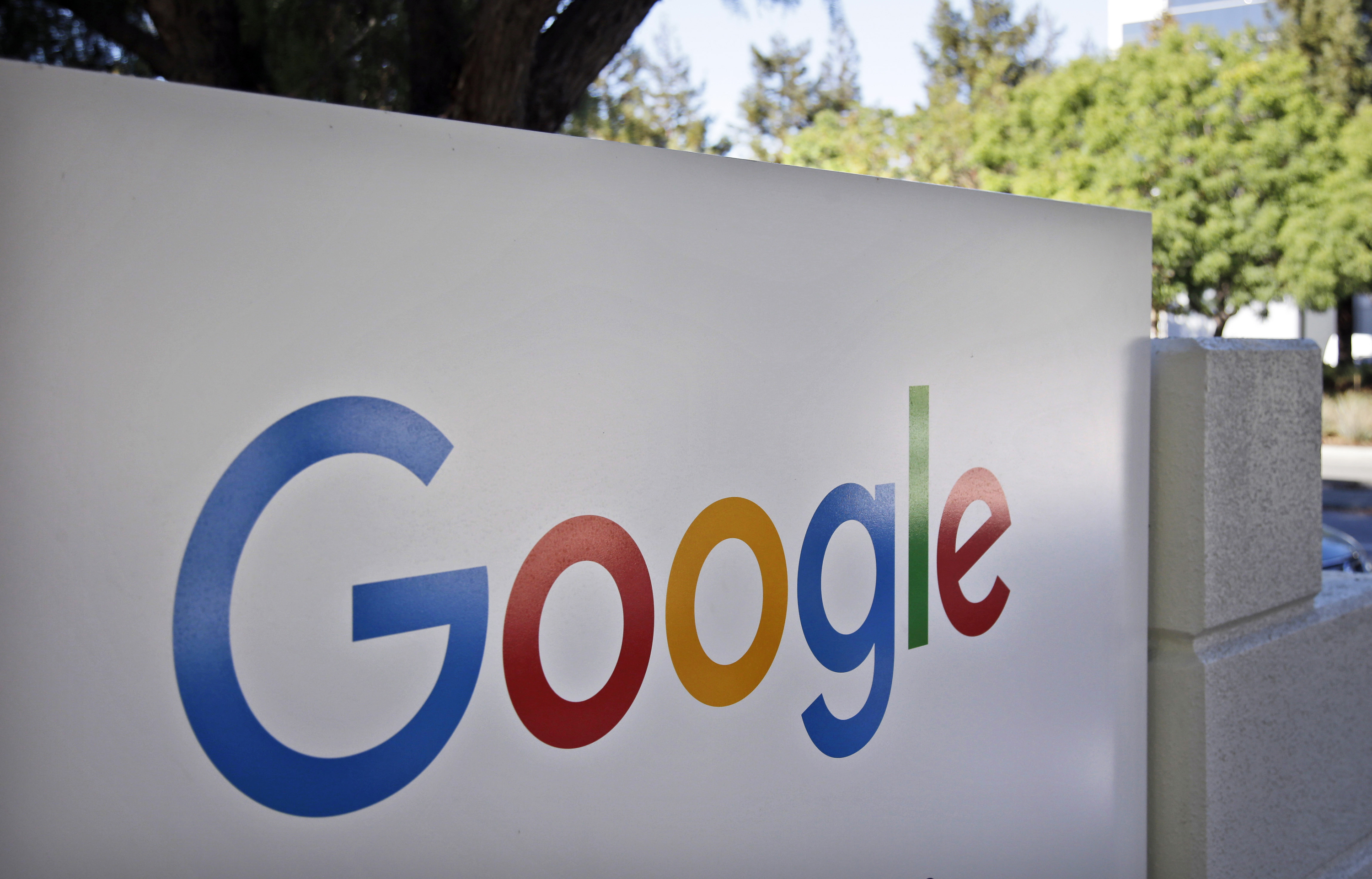 FILE - This Oct. 20, 2015, file photo, shows a sign outside Google headquarters in Mountain View, Calif. (AP)