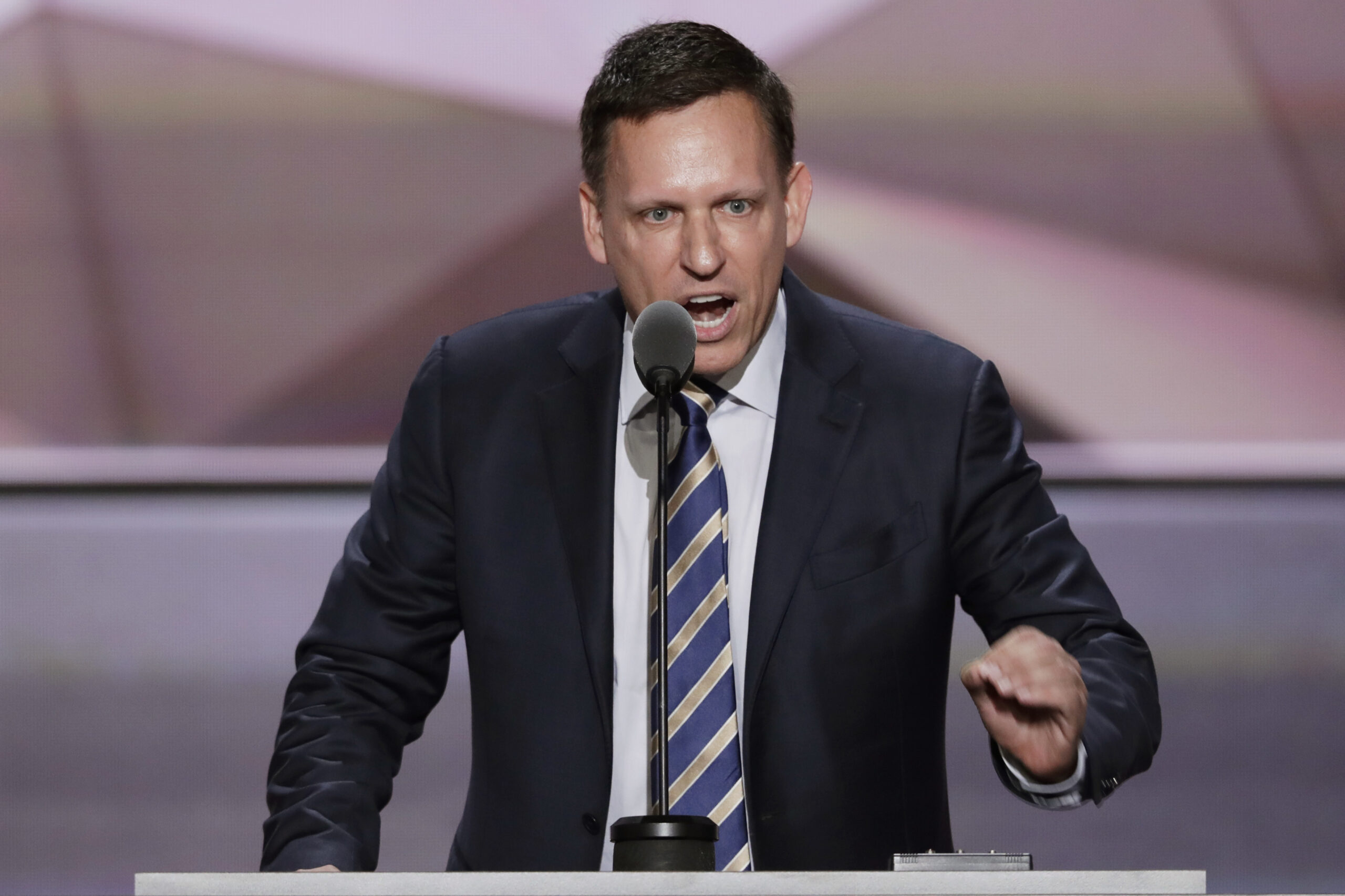 Entrepreneur Peter Thiel speaks during the final day of the Republican National Convention in Cleveland, Thursday, July 21, 2016. (AP Photo/J. Scott Applewhite) (AP)