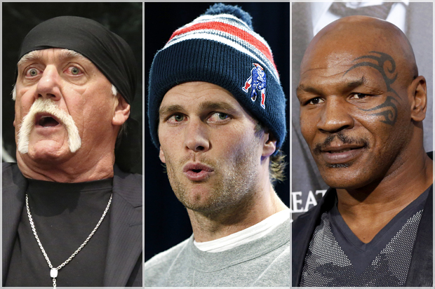 Hulk Hogan, Tom Brady, Mike Tyson (AP/Reuters/John Pendygraft/Elise Amendola/Mario Anzuoni)