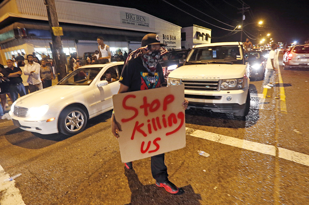 Protestors in Baton Rouge, La., July 6, 2016. (AP/Gerald Herbert)
