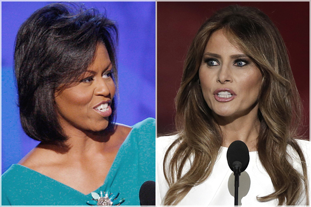 Michelle Obama; Melania Trump (Reuters/Mike Segar)