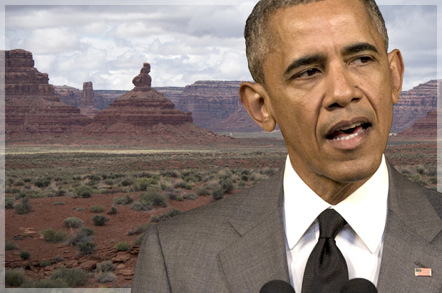 Barack Obama; Bears Ears, UT. (AP/Desmond Boylan/<a href='http://www.shutterstock.com/gallery-4244716p1.html'>VinceBradley</a> via <a href='http://www.shutterstock.com/'>Shutterstock</a>/Photo montage by Salon)