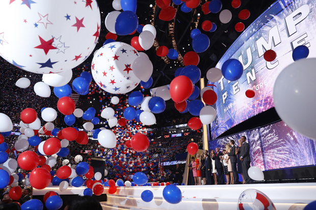 Balloons fall on the final session of the Republican National Convention in Cleveland, July 21, 2016. (Reuters/Aaron P. Bernstein)