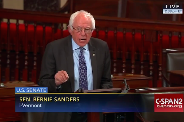 Bernie Sanders speaking on the Senate floor against the PROMESA bill on Wednesday, June 29, 2016 (C-SPAN)