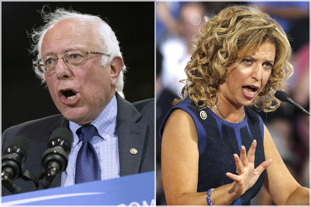 Bernie Sanders; Debbie Wasserman Schultz (AP/John Minchillo/Reuters/Scott Audette)