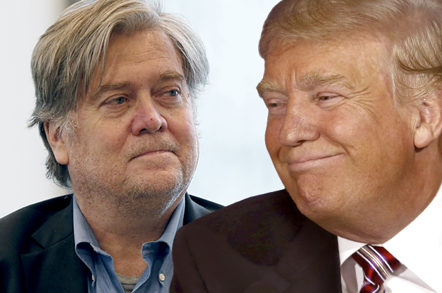 Stephen Bannon; Donald Trump (AP/Gerald Herbert/Reuters/Carlo Allegri/Photo montage by Salon)