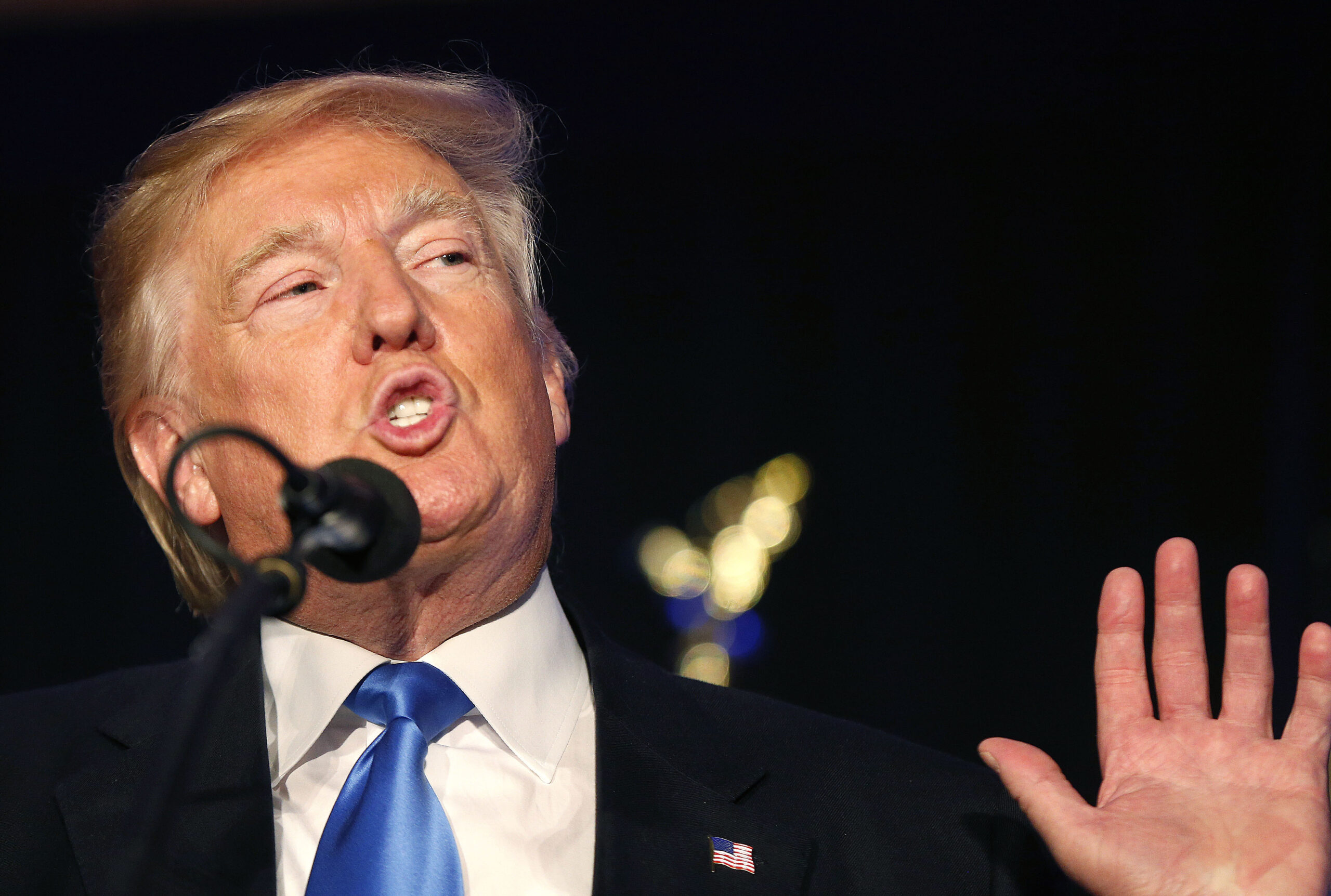 Republican presidential candidate Donald Trump speaks at a campaign rally in Manchester, N.H., Thursday, Aug. 25, 2016. (AP Photo/Gerald Herbert) (AP)