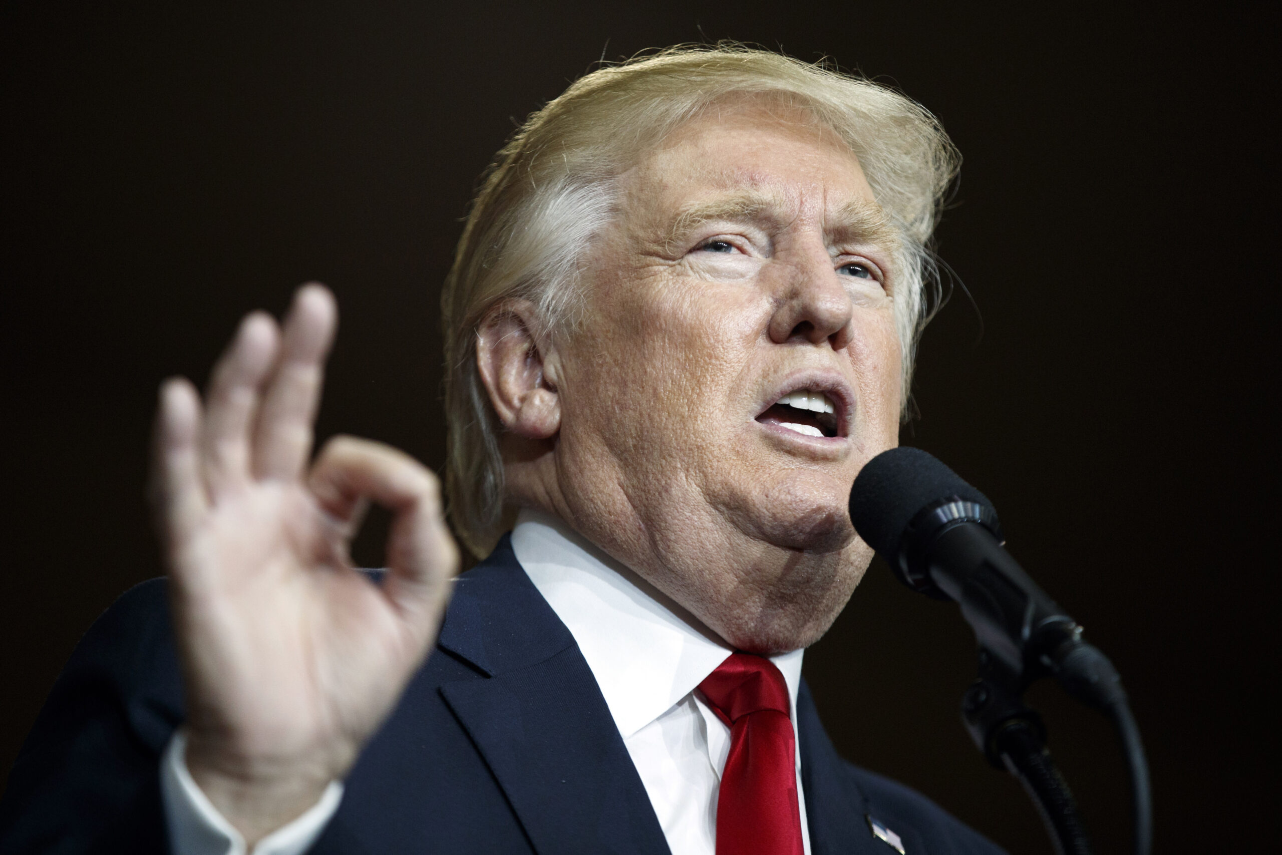 Republican presidential candidate Donald Trump speaks during a campaign rally at Cumberland Valley High School, Monday, Aug. 1, 2016, in Mechanicsburg, Pa. (AP Photo/Evan Vucci) (AP)