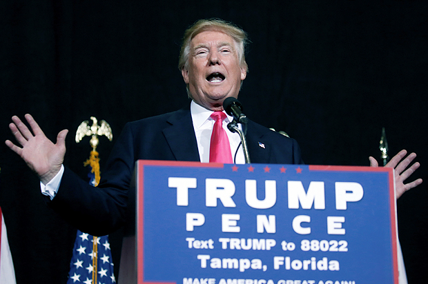 Donald Trump speaks at a campaign rally in Tampa, Florida, August 24, 2016. (Reuters/Carlo Allegri)