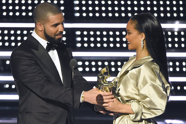 Drake and Rihanna at the MTV Video Music Awards, Aug. 28, 2016. (AP/Charles Sykes)