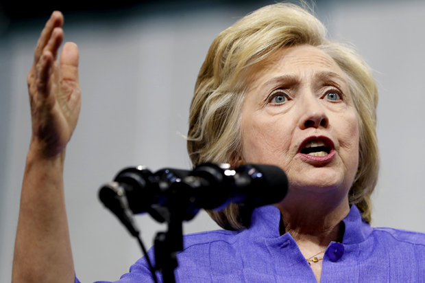 Democratic presidential candidate Hillary Clinton speaks at a campaign event at Riverfront Sports in Scranton, Pa., Monday, Aug. 15, 2016. (AP Photo/Carolyn Kaster) (AP/Carolyn Kaster)