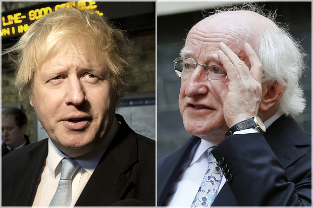 Boris Johnson; Michael D. Higgins (AP/Alastair Grant/Reuters/Stefan Wermuth)