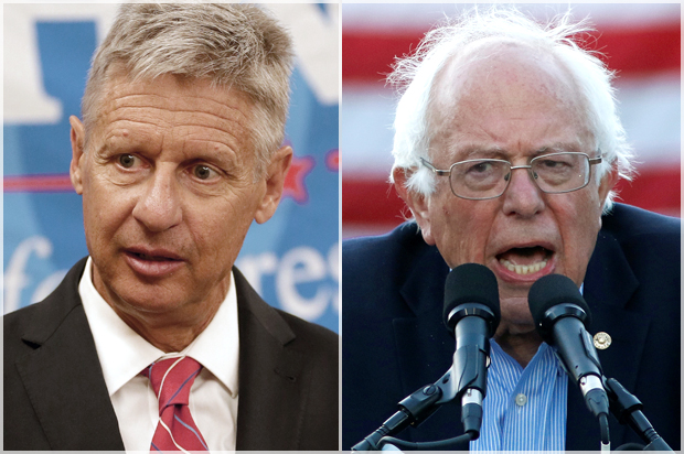 Gary Johnson; Bernie Sanders (AP/John Raoux/Reuters/Michael Fiala)