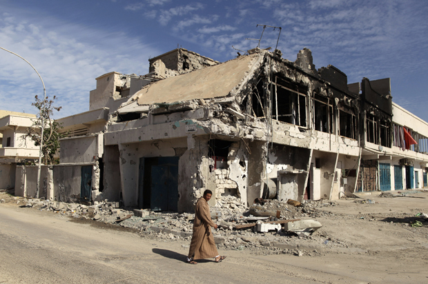 A house which was destroyed during fighting between pro and anti-Gaddafi fighters in Sirt, Libya November 19, 2011. (Reuters/Mohammed Salem)