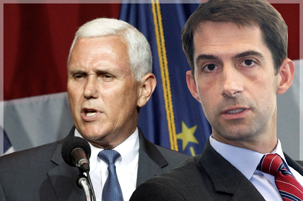 Mike Pence; Tom Cotton (Reuters/John Sommers II/AP/Danny Johnston/Photo montage by Salon)