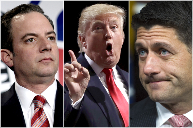Reince Priebus; Donald Trump; Paul Ryan (AP/Susan Walsh/Evan Vucci/Cliff Owen)