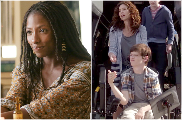 Rutina Wesley in "Queen Sugar," Minnie Driver and Micah Fowler in "Speechless" (OWN/ABC)