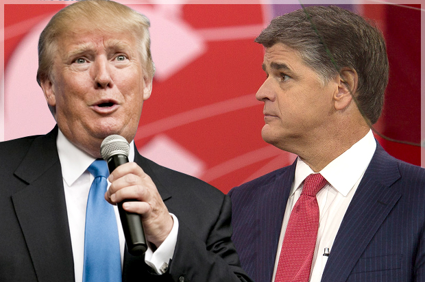Donald Trump; Sean Hannity (Reuters/Dominick Reuter/Jeff Malet, maletphoto.com/Photo montage by Salon)