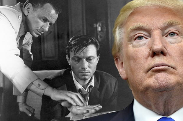 Frank Sinatra and Laurence Harvey in "The Manchurian Candidate;" Donald Trump (MGM/AP/Richard Shiro/Salon)