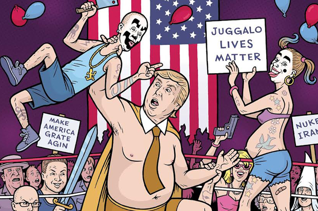 Cover detail of "7 Days In Ohio: Trump, The Gathering Of The Juggalos And The Summer Everything Went Insane" (Declan-Haven Books)