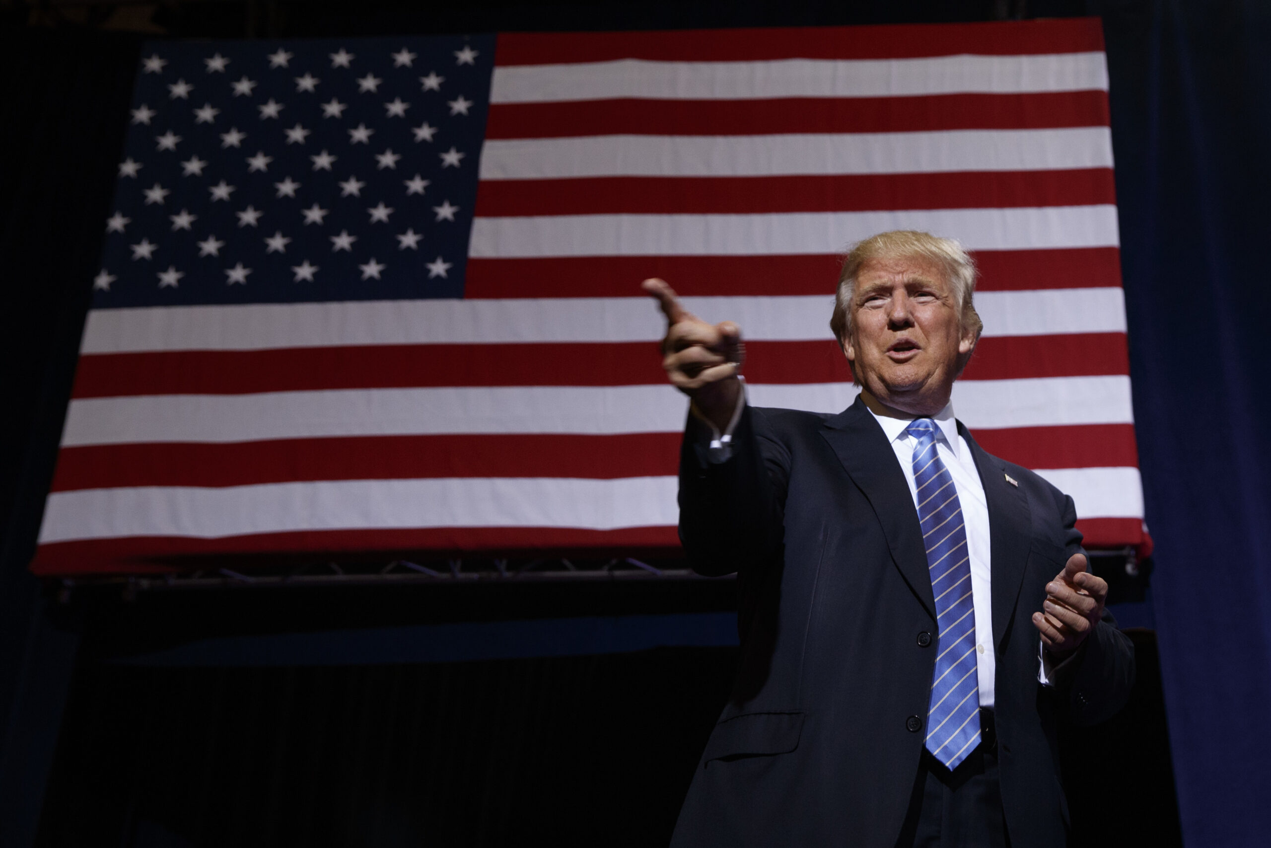 Republican presidential candidate Donald Trump arrives to deliver an immigration policy speech during a campaign rally at the Phoenix Convention Center. (AP)