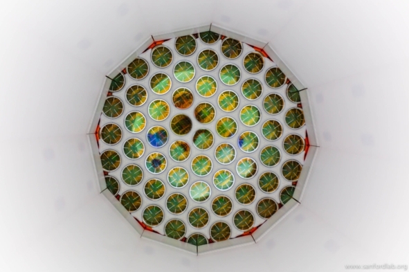 Sensors on the Large Underground Xenon dark matter detector can register the emission of just a single photon from a dark matter interaction within the detector's giant xenon tank. So far, however, no signs of dark matter have been seen. (Matt Kapust, Sanford Underground Research Facility)