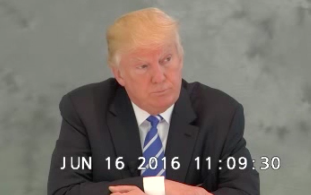 Donald Trump gives a deposition in lawsuit against Geoffrey Zakarian, June 16, 2016 (Buzzfeed)