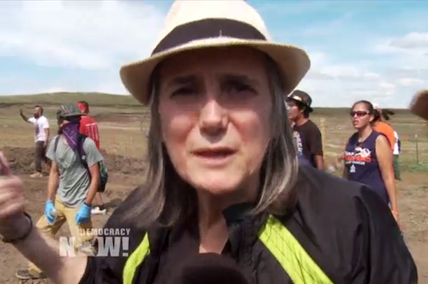 Democracy Now host Amy Goodman at a Dakota Access pipeline protest in North Dakota on Saturday, Sept. 3, 2016 (Democracy Now)
