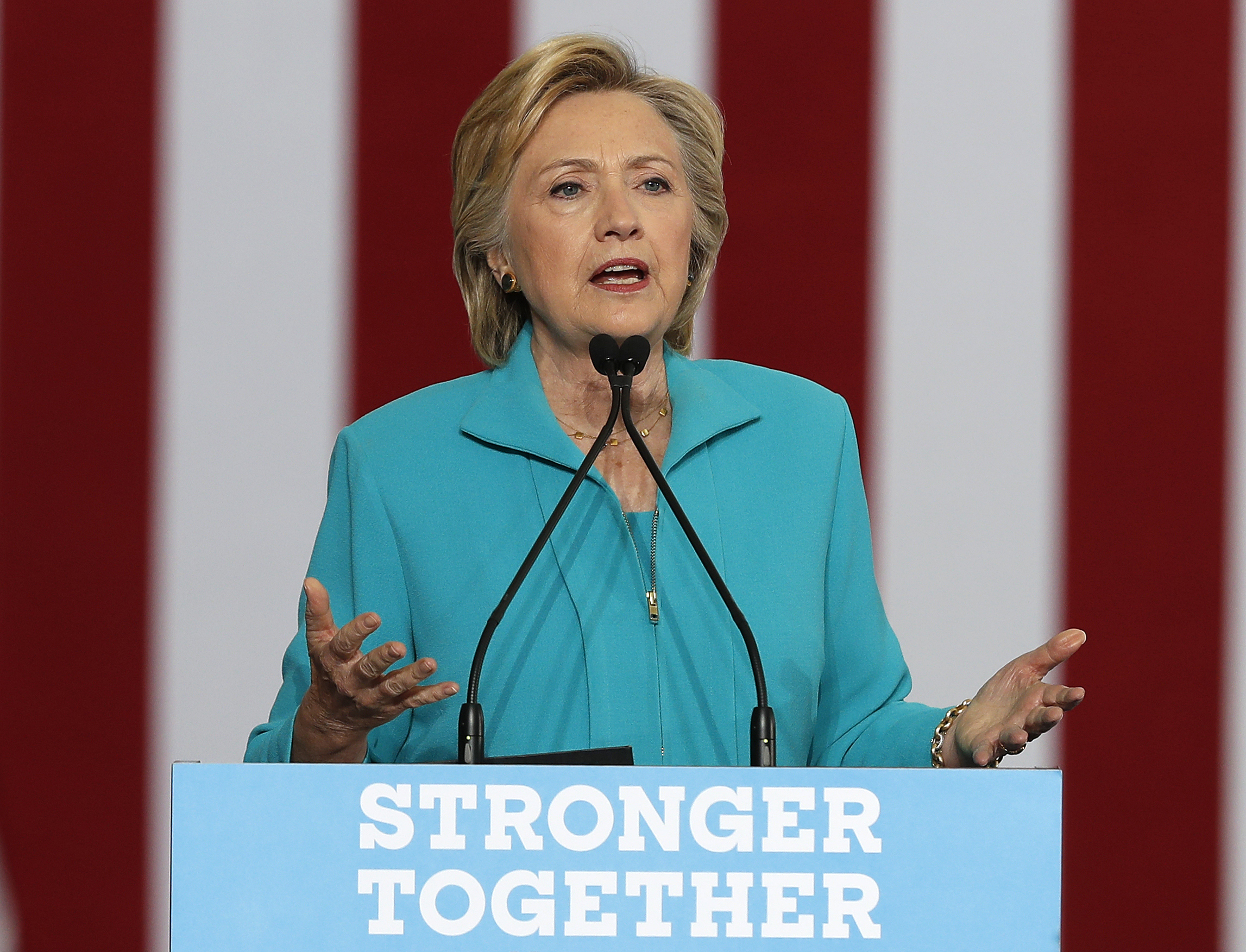FILE - In this Aug. 25, 2016 file photo, Democratic presidential nominee Hillary Clinton speaks in Reno, Nevada. (AP)