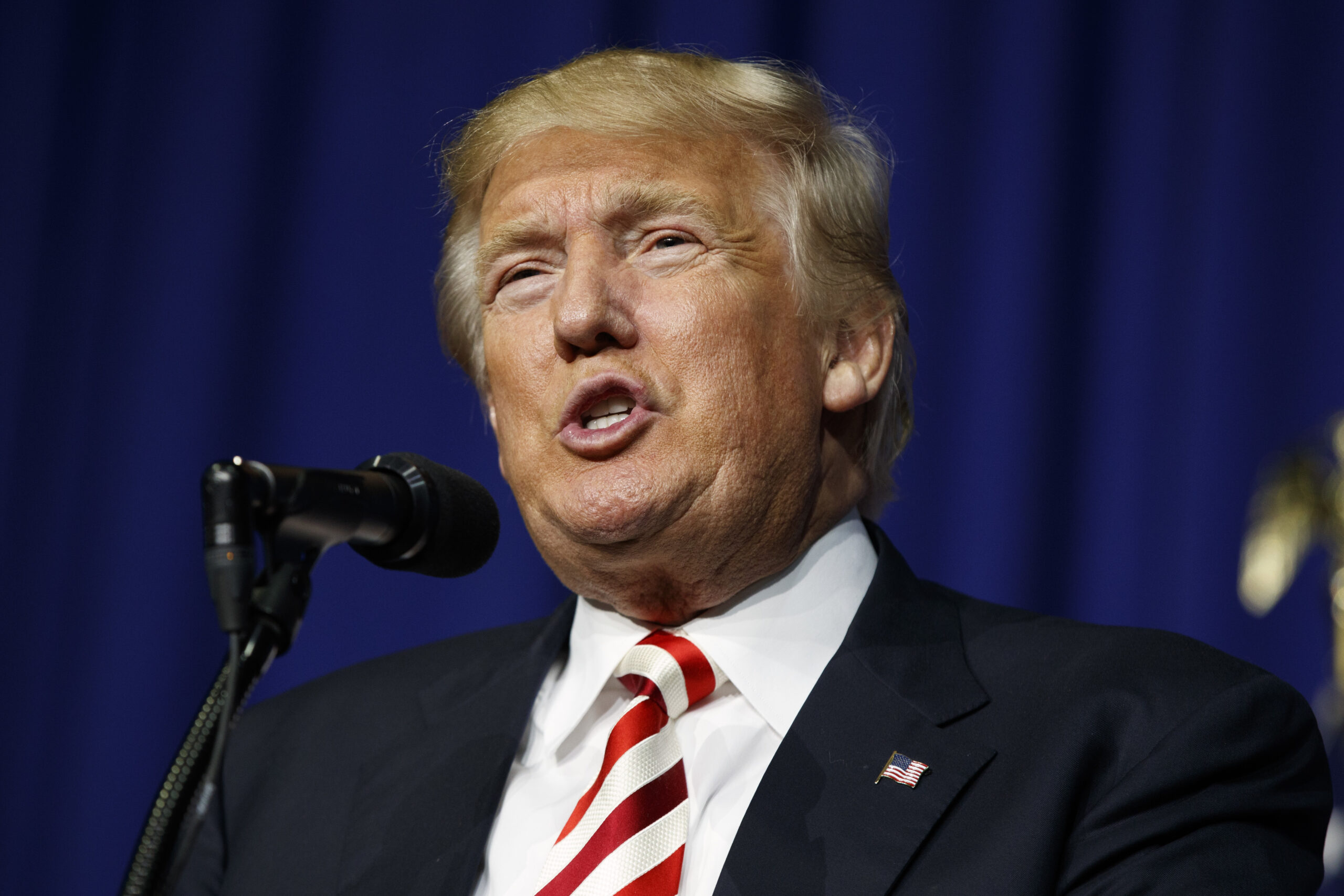 Republican presidential candidate Donald Trump speaks during a campaign rally, Thursday, Sept. 1, 2016, in Wilmington, Ohio.  Trump heads into the Labor Day weekend trailing Hillary Clinton both nationally and in key battleground states. But with just over two months ago, he still has a narrow window to try to make up on wasted time.  (AP Photo/Evan Vucci) (AP)