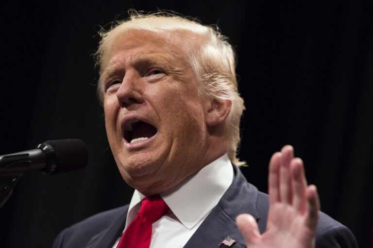Republican presidential candidate Donald Trump speaks during a campaign rally, Wednesday, Sept. 21, 2016, in Toledo, Ohio. (AP Photo/ Evan Vucci) (AP)