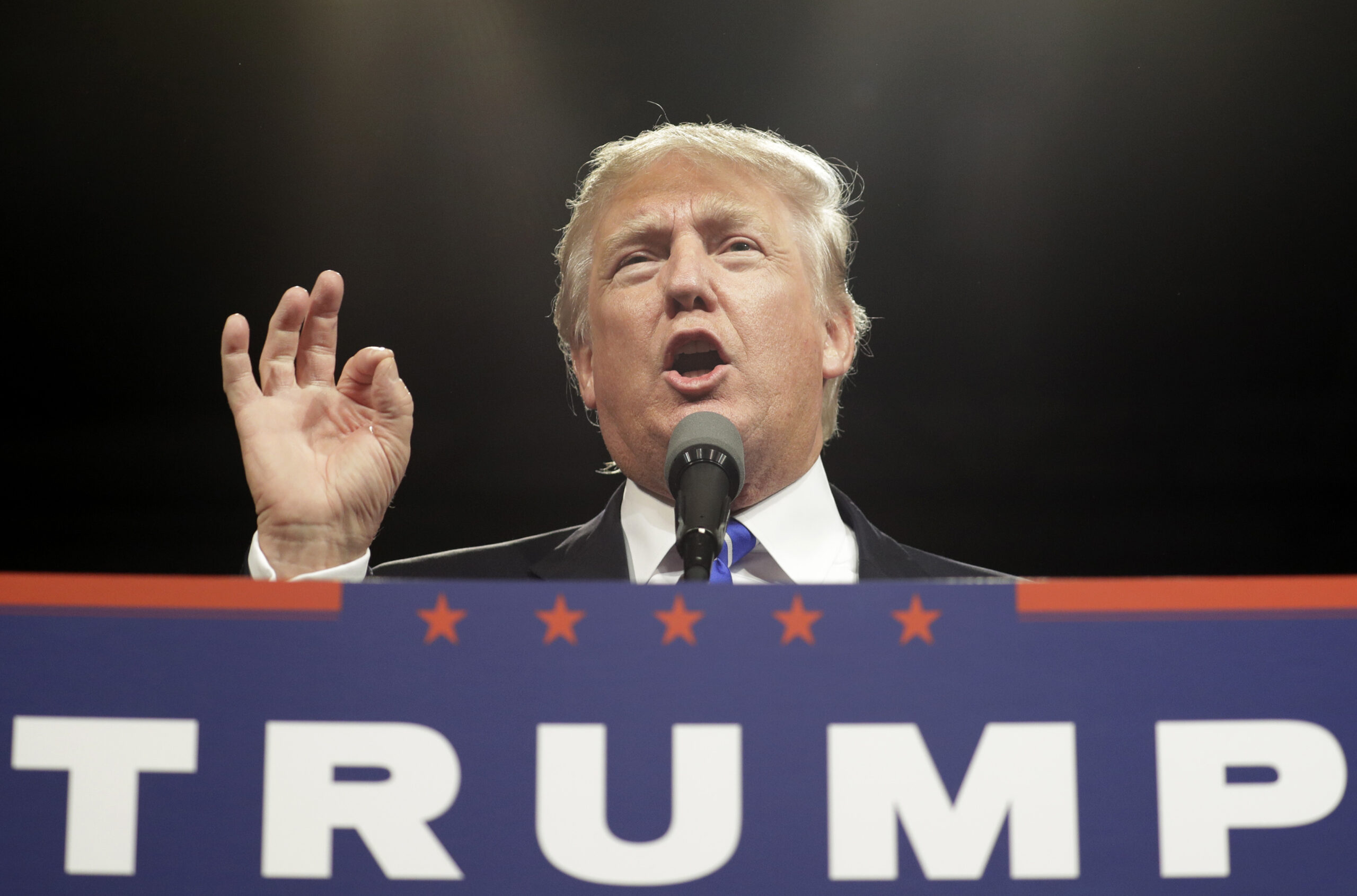 Republican presidential candidate Donald Trump speaks at a rally, Friday, Sept. 30, 2016, in Novi, Mich. (AP Photo/John Locher) (AP)